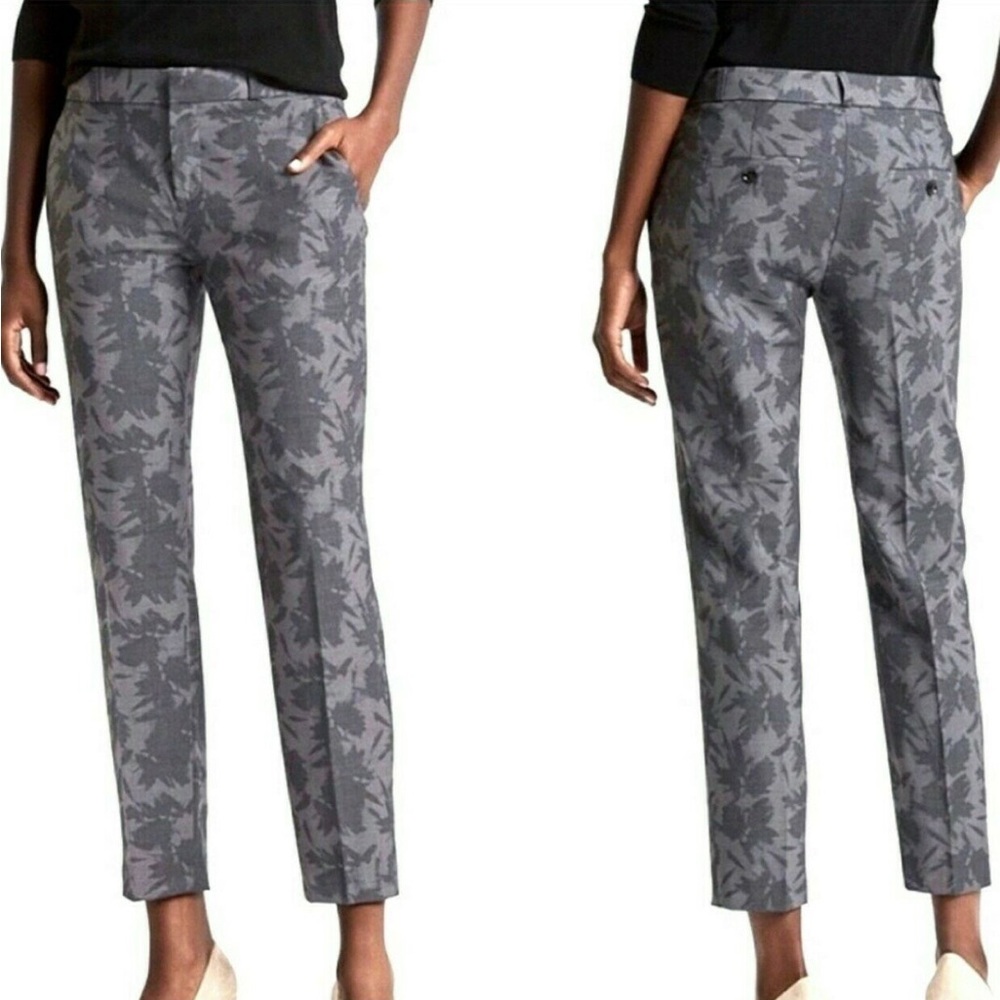 Banana Republic Avery Pant. Grey Floral. 12